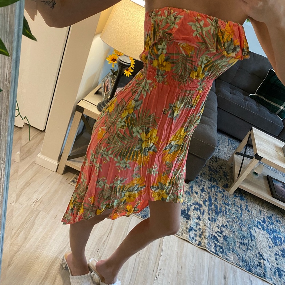 Strapless BoHo floral dress.